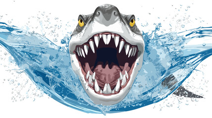 Naklejka premium Explore the Unique Sight of a Swimming Crocodile in Vivid Detail Aquatic Image