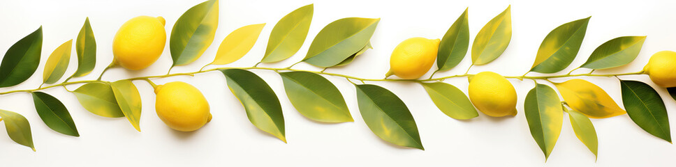 Big branch of lemon tree with lemons isolated on white background. Collage (generative ai)