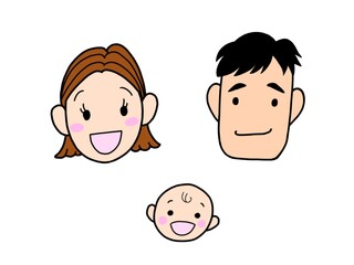 三人家族のイラスト　カラー