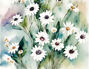 White daisies illustration