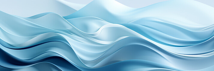 Fototapeta premium Schöner abstrakter futuristischer Hintergrund in welligen blau Farben für Webdesign und Drucksachen als Vorlage in Querformat für Banner, ai generativ