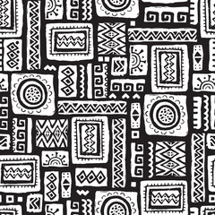Hand drawn abstract seamless pattern, ethnic background, african style - great for textiles, banners, wallpapers, wrapping - vector design