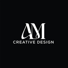 Initial Letter of AM Logo Design Creative Monogram Style Vector Icon