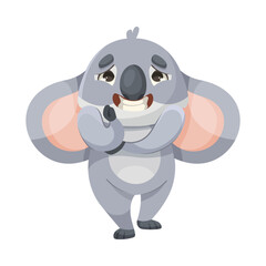 Cheerful Koala Animal with Large Ears and Pretty Confused Snout Vector Illustration