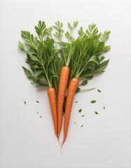 carrot with leaves photo realistic composition accurate thin lines white background