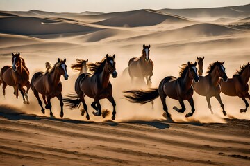 horses in desert Generated Ai
