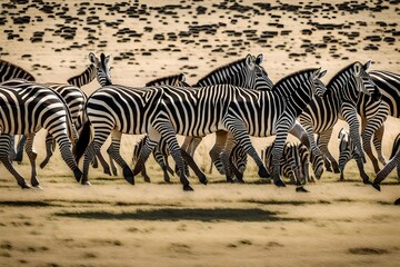 Fototapeta na wymiar zebras in continent Generated Ai