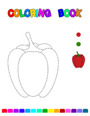 Coloring book. entertainment for children. training sheet. worksheet. Sweet pepper