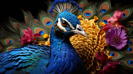 Obraz premium beautiful peacock with colorful feathers