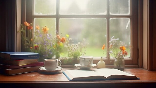 晴れの日のデスク, カフェ, オフィス, 本, 勉強, 書斎, ループ, シームレス