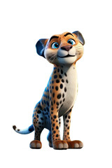 Leopard, jaguar 3D cartoon characters. Isolated background, animated character.