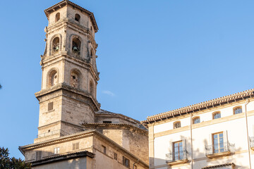 Fototapeta na wymiar Tower of the Catholic church of San Nicolas in Palma de Mallorca