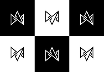 modern line M and W letter illustration logo