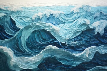 Obraz premium Abstract blue and white Japanese lines, paper wavy art