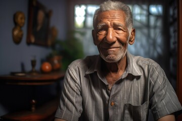 Fototapeta premium Elderly man's home portrait. Photo generative AI