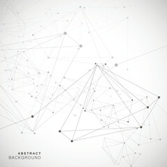 Network science polygonal triangle. Geometric wallpaper line. Shape data atom graphic. Abstract vector polygon background
