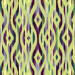 Geometric abstract grunge vintage pattern. Ikat style. Seamless vector image.
