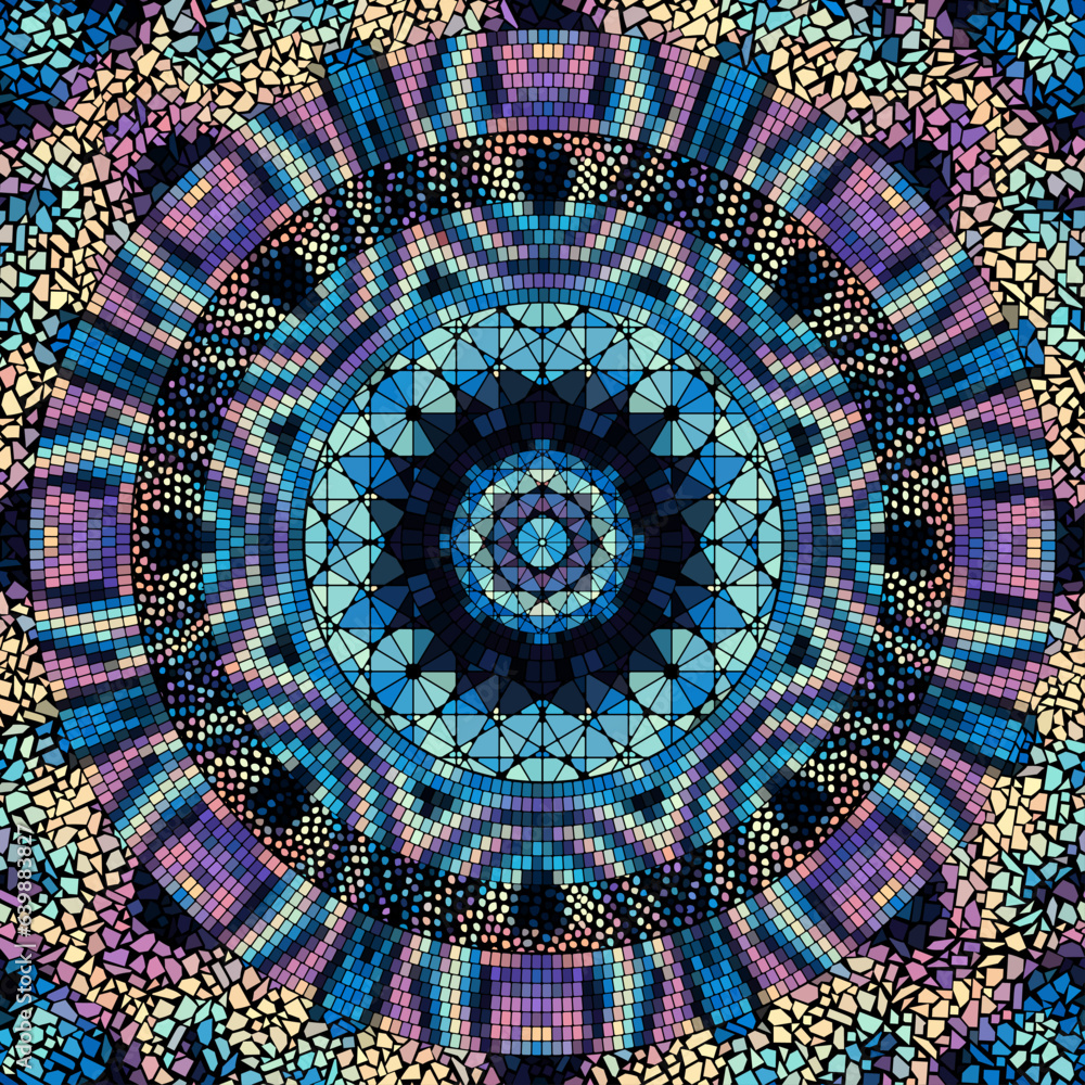Poster vector seamless mosaic art pattern. art background. mandala image