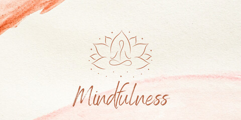 Mindfulness lettering with lotus symbol background. stress and anxiety with mindfulness, meditation.Vector illustration.