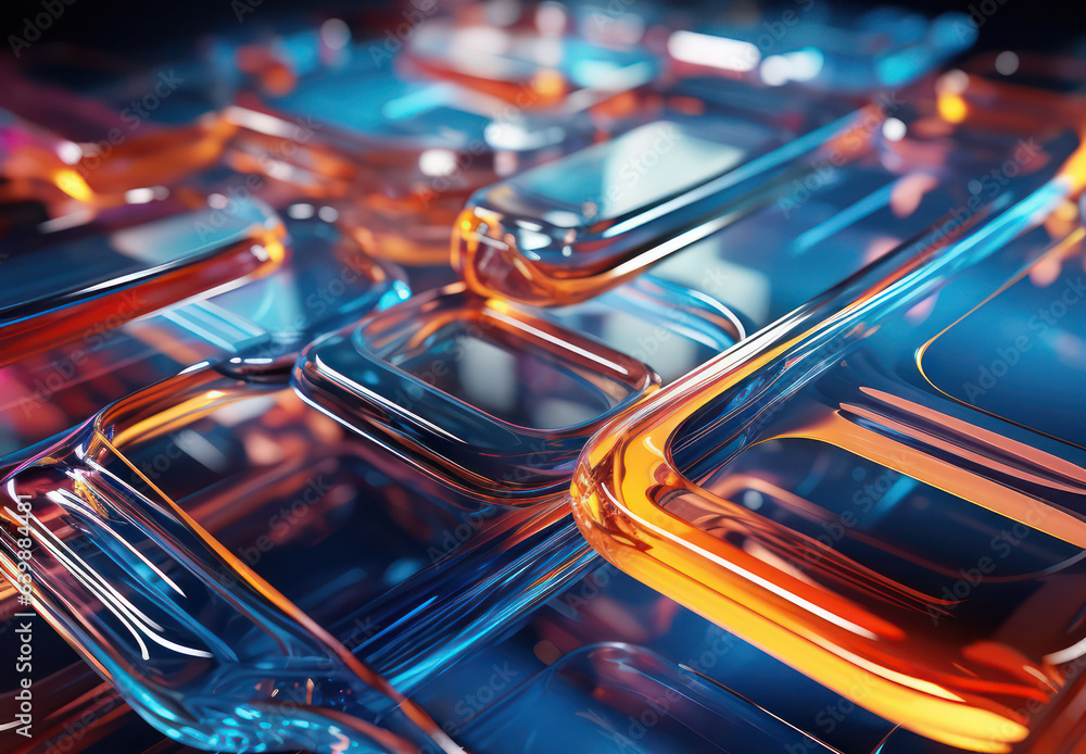 Poster 3d render abstract background with dynamic glass elements-experience the elegance of translucent gla