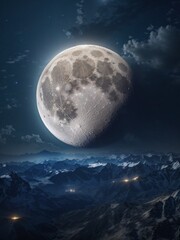 Fototapeta na wymiar 月と山々