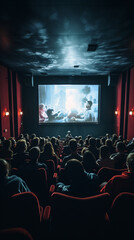 Fototapeta na wymiar People enjoying a movie in a cinema
