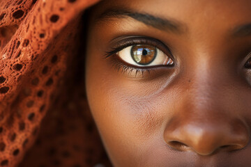close up of an african woman with big eyes