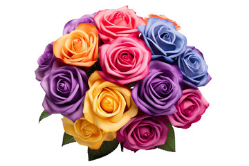 Rose flower bouquet arrangement, bold color, white background PNG