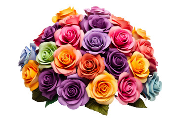 Rose flower bouquet arrangement, bold color, white background PNG