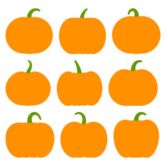 Pumpkin flat icons set on a white background