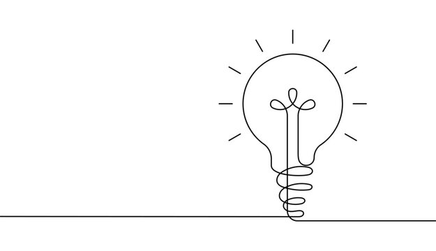 Continuous line drawing light bulb