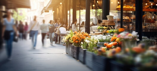Florist in a walkable city. hand edited Generative AI.