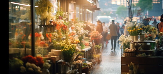 Florist in a walkable city. hand edited Generative AI.