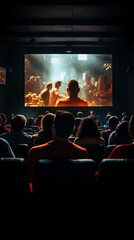 Fototapeta na wymiar People enjoying a movie in a cinema