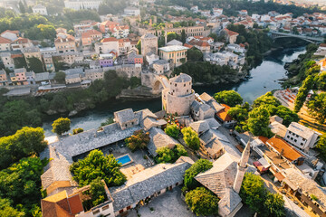 Historical Mostar Bridge known also as Stari Most or Old Bridge in Mostar, Bosnia and Herzegovina