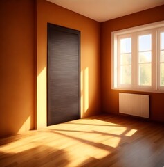  Bedroom with calming colors, wooden floor, big window; radiates peace and serenity. 