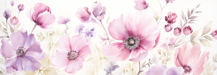 Fototapeta na wymiar Watercolor floral wallpaper