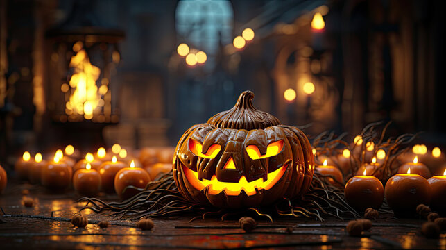 Halloween jack pumpkin. Halloween greeting card