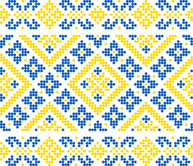 Vector illustration of Ukrainian ornament in ethnic style, identity, vyshyvanka, embroidery for print clothes, websites, banners. Background. Geometric design, border, copy space, frame