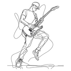 Naklejka premium someone playing electric guitar while jumping on stage