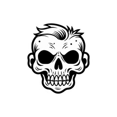 simple angry skull clothing brand logo vector illustration template design