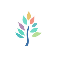 simple colorful tree natural health logo vector illustration template design