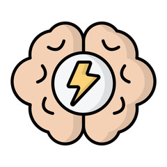 Brain Depression Line Color Icon