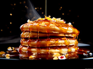 Fototapeta na wymiar Homemade pancakes honey. Healthy morning breakfast. AI generated