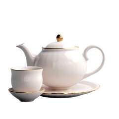 Teapot and teacup. transparent background