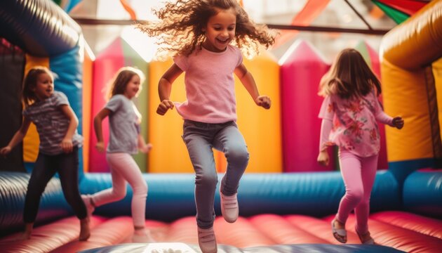 Photo of children having fun in a bouncy house