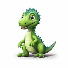 Fototapeta premium Bright Funny Dino Isolated on White Background. Generative ai