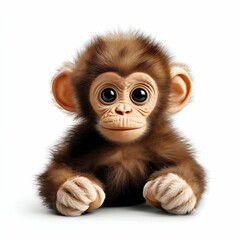 Plush Monkey Isolated on White Background. Generative ai