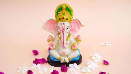 Lord Ganesha with pink background, Celebrate Hindu God Ganesha Ganesh festival