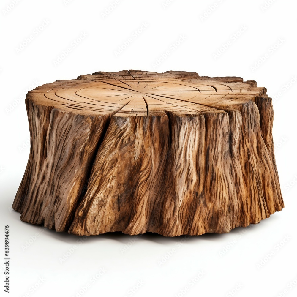 Aufkleber rustic wood podium from tree trunk segment. generative ai